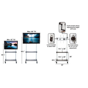 Crank-Adjustable Flat Panel TV Cart