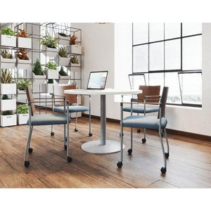 Evolve Chair with Arms and Casters, Wood Back, Padded Seat with Healthcare Vinyl Upholstery