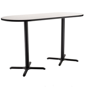 Café Table, 30"x72" Racetrack, "X" Base, 42" Bar Height