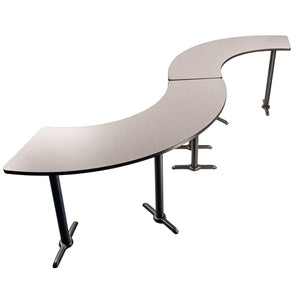 Café Table, 108° Curve, 24" x 92.75", "T" Base, 42" Bar Height