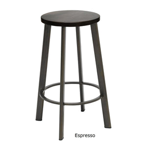 Metro Stool, Natural Steel Frame, Wood Seat, Counter Height, 25"H