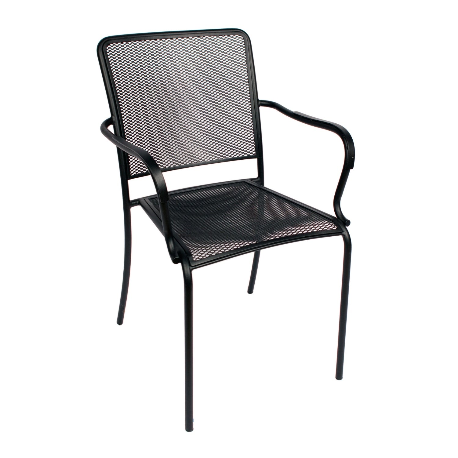 Chesapeake Collection Outdoor/Indoor Black Steel Stacking Armchair with Micro Mesh Seat and Back
