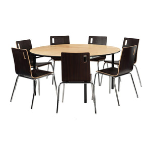 Max Seating Folding Table, 48" Round, Premium Plywood Core, High Pressure Laminate Top with T-Mold Edging