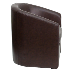Nextgen Barrel-Shaped Guest Chair with Full Front Panel, Brown LeatherSoft  Upholstery