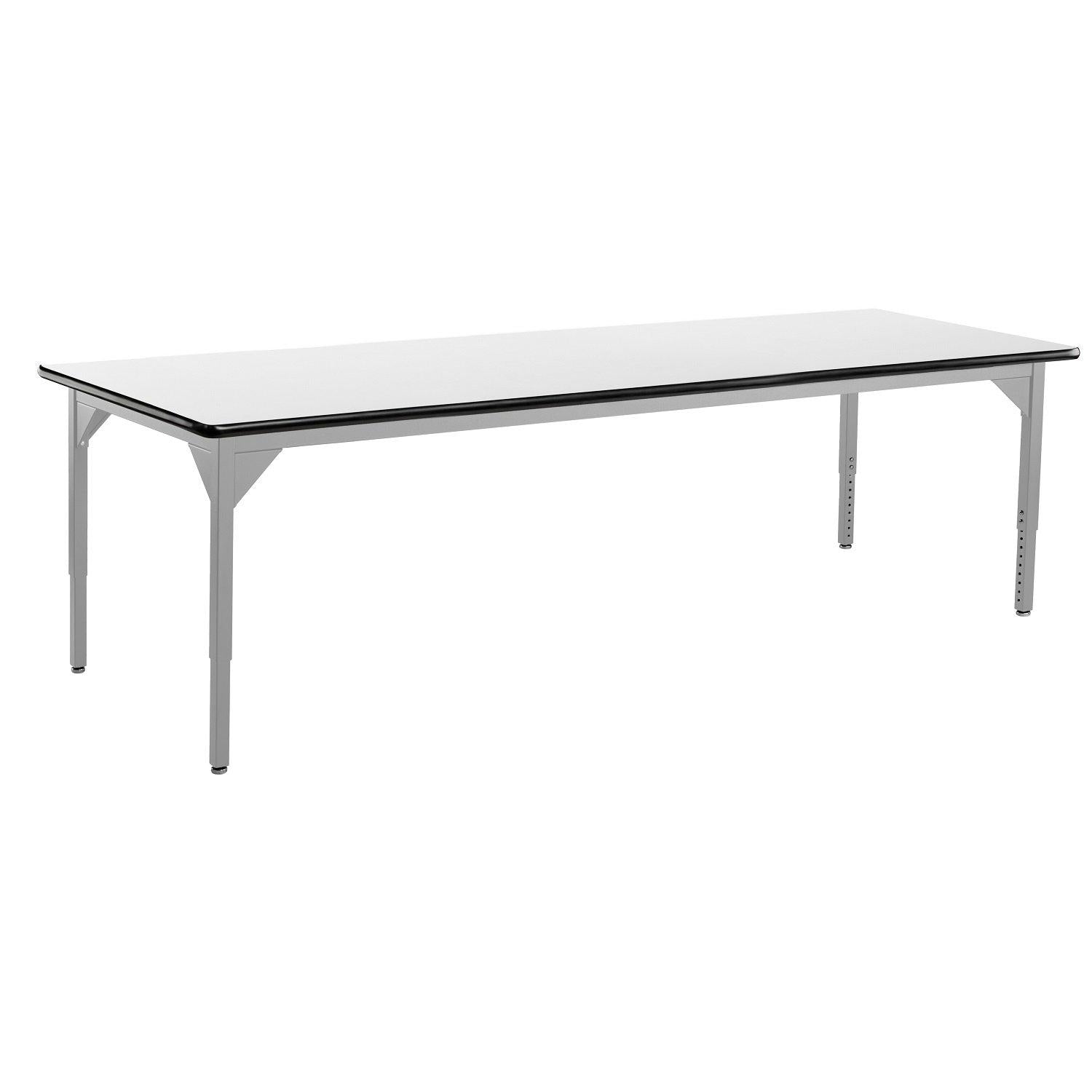 Heavy-Duty Height-Adjustable Utility Table, Soft Grey Frame, 48" x 96", Whiteboard High-Pressure Laminate Top