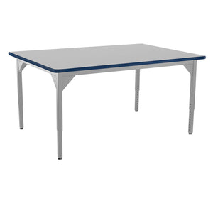 Heavy-Duty Height-Adjustable Utility Table, Soft Grey Frame, 48" x 60", Supreme High-Pressure Laminate Top with Black ProtectEdge