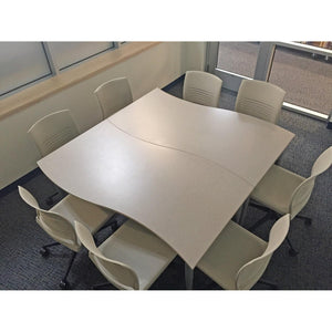 Muzo Kite® Wave Mobile Dry-Erase Flip-Top Folding/Nesting Table, Semi-Circle, 59" W x 32" D x 29" H