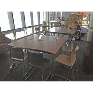 Muzo Kite® Wave Mobile Dry-Erase Flip-Top Folding/Nesting Table, Semi-Circle, 59" W x 32" D x 29" H