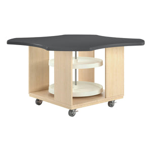 Intermix Mobile Workbench with Laminate Top, Lazy Susan Cabinet, 30" H, Maple Finish
