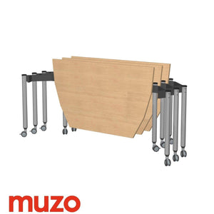 Muzo Kite® Mobile Flip-Top Folding/Nesting Table, Boat End, 51" W x 29.5" D x 29" H