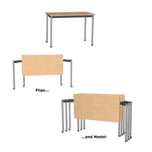 Muzo Tall Kite® Standing Height Mobile Flip-Top Folding/Nesting Table, Rectangle, 59" W x 29.5" D