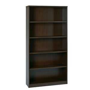 72" High 5-Shelf Laminate Bookcase with 1" Thick Shelves