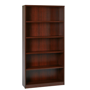 72" High 5-Shelf Laminate Bookcase with 1" Thick Shelves