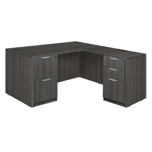 Legacy Collection 71" Double Full Pedestal L-Desk with 35" Return