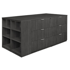 Legacy Collection Stand Up 2 Lateral File/2 Desk Quad with Bookcase End