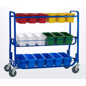 Library on Wheels With 18 Small Tubs