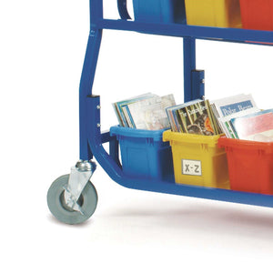 Library on Wheels With 18 Small Tubs