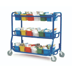Library on Wheels With 18 Small Tubs