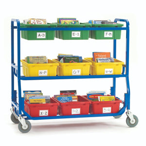 Library on Wheels with 9 LargeTubs with Lids