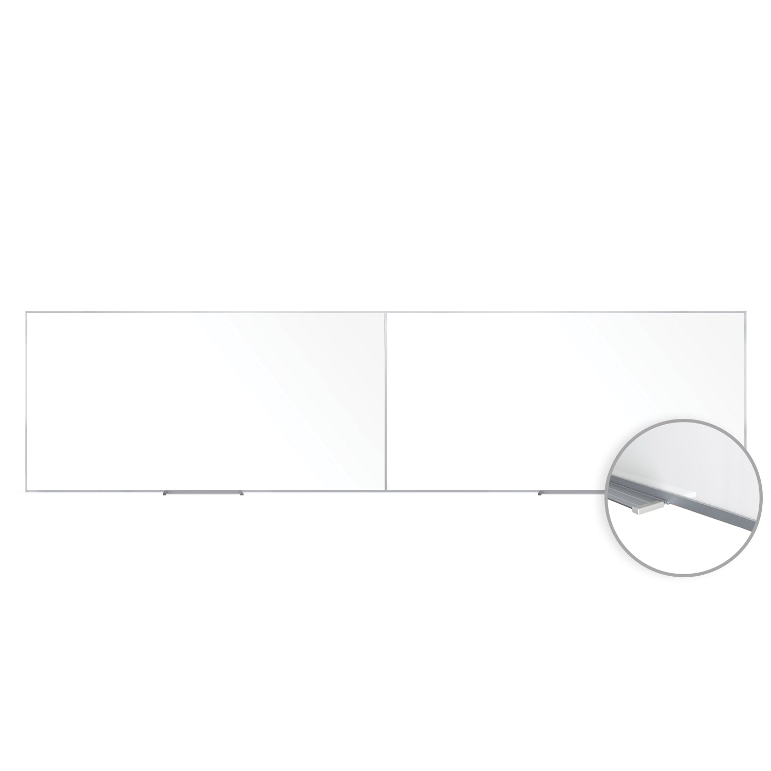 Magnetic Porcelain Whiteboard with Detachable Marker Tray, Satin Aluminum Frame, 4' H x 15' 4" W, LIFETIME WARRANTY