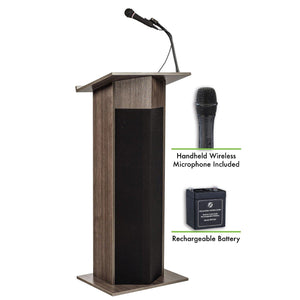 Power Plus Sound Lectern and Rechargeable Battery with Wireless Handheld Mic