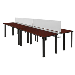 Kee 120" x 58" Double Benching System with Privacy Divider