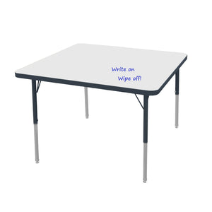 MG Series Adjustable Height Activity Table with Dry Erase Laminate Markerboard Top, 48" x 48" Square