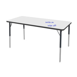 MG Series Adjustable Height Activity Table with Dry Erase Laminate Markerboard Top, 30" x 72" Rectangle
