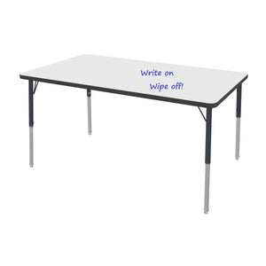 MG Series Adjustable Height Activity Table with Dry Erase Laminate Markerboard Top, 42" x 60" Rectangle