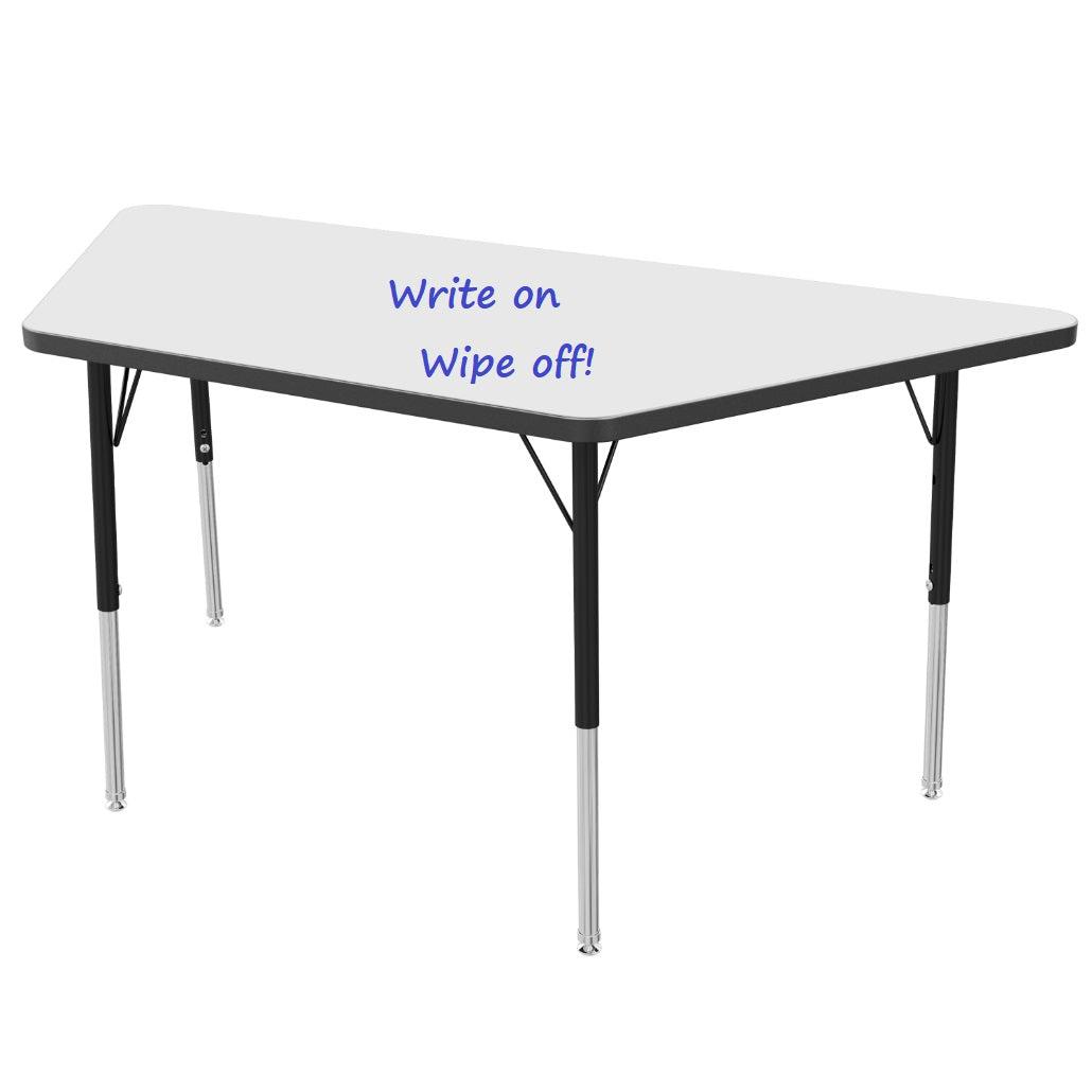 MG Series Adjustable Height Activity Table with White Dry Erase Markerboard Top, 30" x 60" Trapezoid