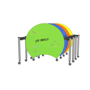 Muzo Kite® Mini Mobile Dry-Erase Flip-Top Folding/Nesting Table, 34" Crescent