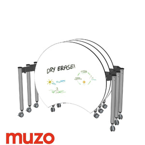 Muzo Kite® Mini Mobile Dry-Erase Flip-Top Folding/Nesting Table, 34" Crescent