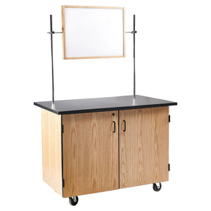 MSC Series Mobile Science Cart with Inner Drawers and Shelf, Chem-Res Top and Whiteboard/Mirror