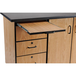 MSC Series Mobile Science Cart with External Drawers and Pegboard, Chem-Res Top, Sink and Whiteboard/Mirror