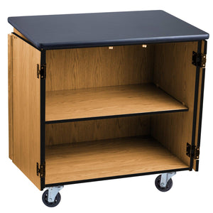 MSC Series Mobile Science Cart with Black High Pressure Laminate Top, Light Oak Frame