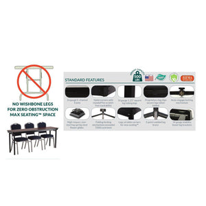 Max Seating Folding Table, 60" Round, Premium Plywood Core, High Pressure Laminate Top with T-Mold Edging