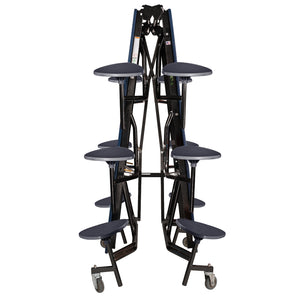 Mobile Cafeteria Table with 12 Stools, 10' Swerve, Particleboard Core, Vinyl T-Mold Edge, Chrome Frame