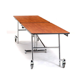 Mobile Shape Cafeteria Table, 10' Rectangle, MDF Core, Black ProtectEdge, Chrome Frame