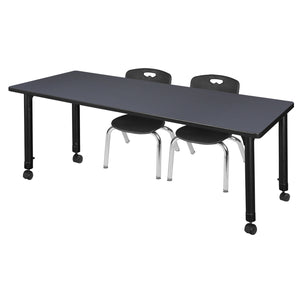 Kee Classroom Table and Chair Package, Kee 60" x 30" Rectangular Mobile Adjustable Height Table with 2 Andy 12" Stack Chairs