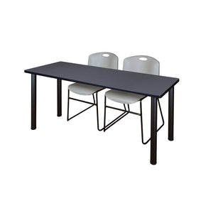 Kee Training Table and Chair Package, Kee 66" x 24" Post Leg Training/Seminar Table with 2 Zeng Stack Chairs