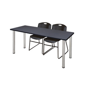 Kee Training Table and Chair Package, Kee 66" x 24" Post Leg Training/Seminar Table with 2 Zeng Stack Chairs