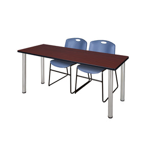 Kee Training Table and Chair Package, Kee 66" x 24" Post Leg Training/Seminar Table with 2 Zeng Stack Chairs