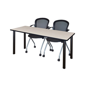 Kee Training Table and Chair Package, Kee 72" x 24" Post Leg Training/Seminar Table with 2 Cadence Nesting Chairs
