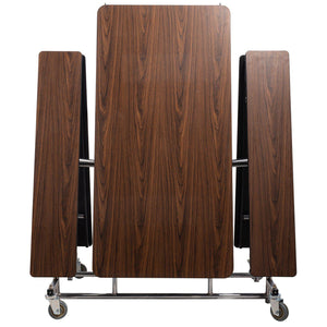 Mobile Cafeteria Table with Benches, 10'L, Plywood Core, Vinyl T-Mold Edge, Chrome Frame