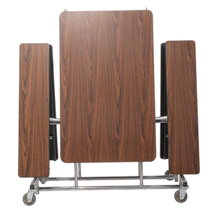 Mobile Cafeteria Table with Benches, 8'L, MDF Core, Black ProtectEdge, Chrome Frame