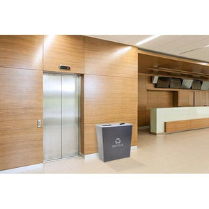 Metro Collection Two Stream Tapered Indoor Recycling Receptacle, Hammered Charcoal Finish with Platinum Lids