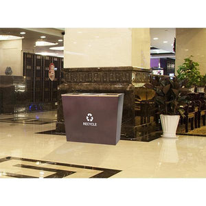 Metro Collection Three Stream Tapered Indoor Recycling Receptacle, Hammered Copper Finish with Gold Lids