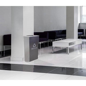 Metro Companion Indoor XL Two-Stream Indoor Recycling Receptacle, Hammered Charcoal Finish with Platinum Lids