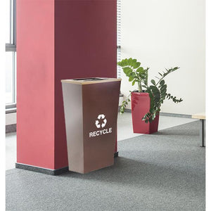 Metro Companion Indoor XL Two-Stream Indoor Recycling Receptacle, Hammered Copper Finish with Gold Lids