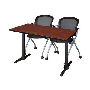 Cain Training Table and Chair Package, Cain 48" x 24" T-Base Training/Seminar Table with 2 Cadence Nesting Chairs